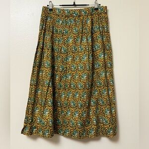 JCrew novelty elephant print cotton midi skirt